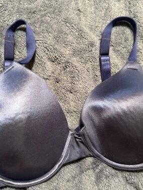 Bali Satin T-Shirt Bra in Navy Blue